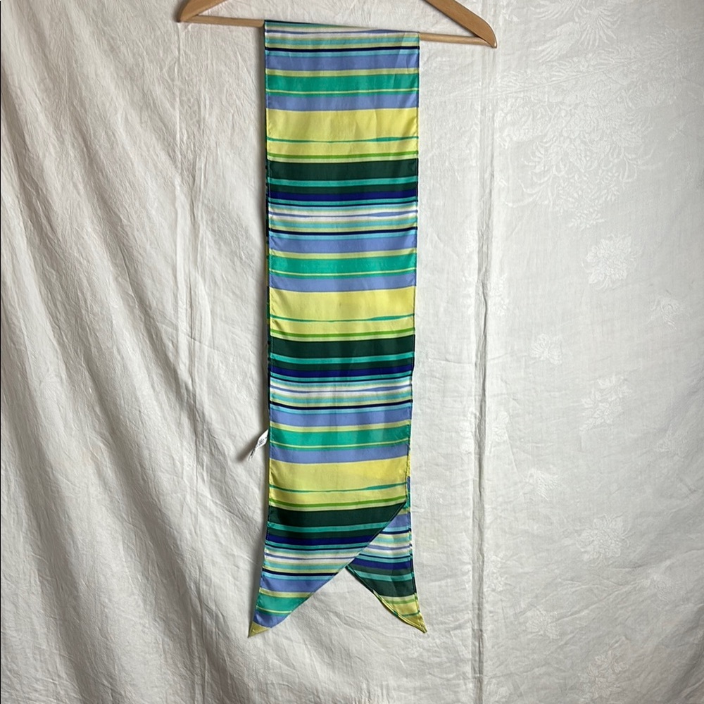 Vibrant Silk Multi Color Striped Oblong Scarf